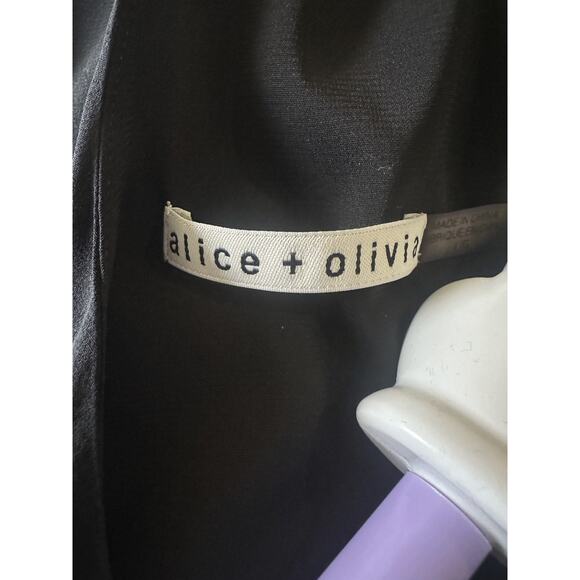 Alice + Olivia Fierra Y-back 100% Silk Racerback Slip Mini Dress Black Large - Picture 11 of 16
